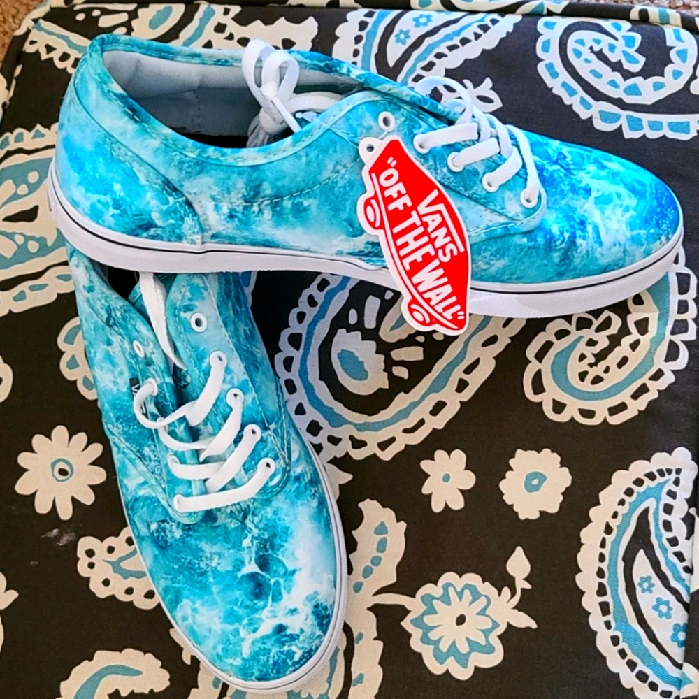 🖤VANS🤍Ocean blue teal watermark shoes